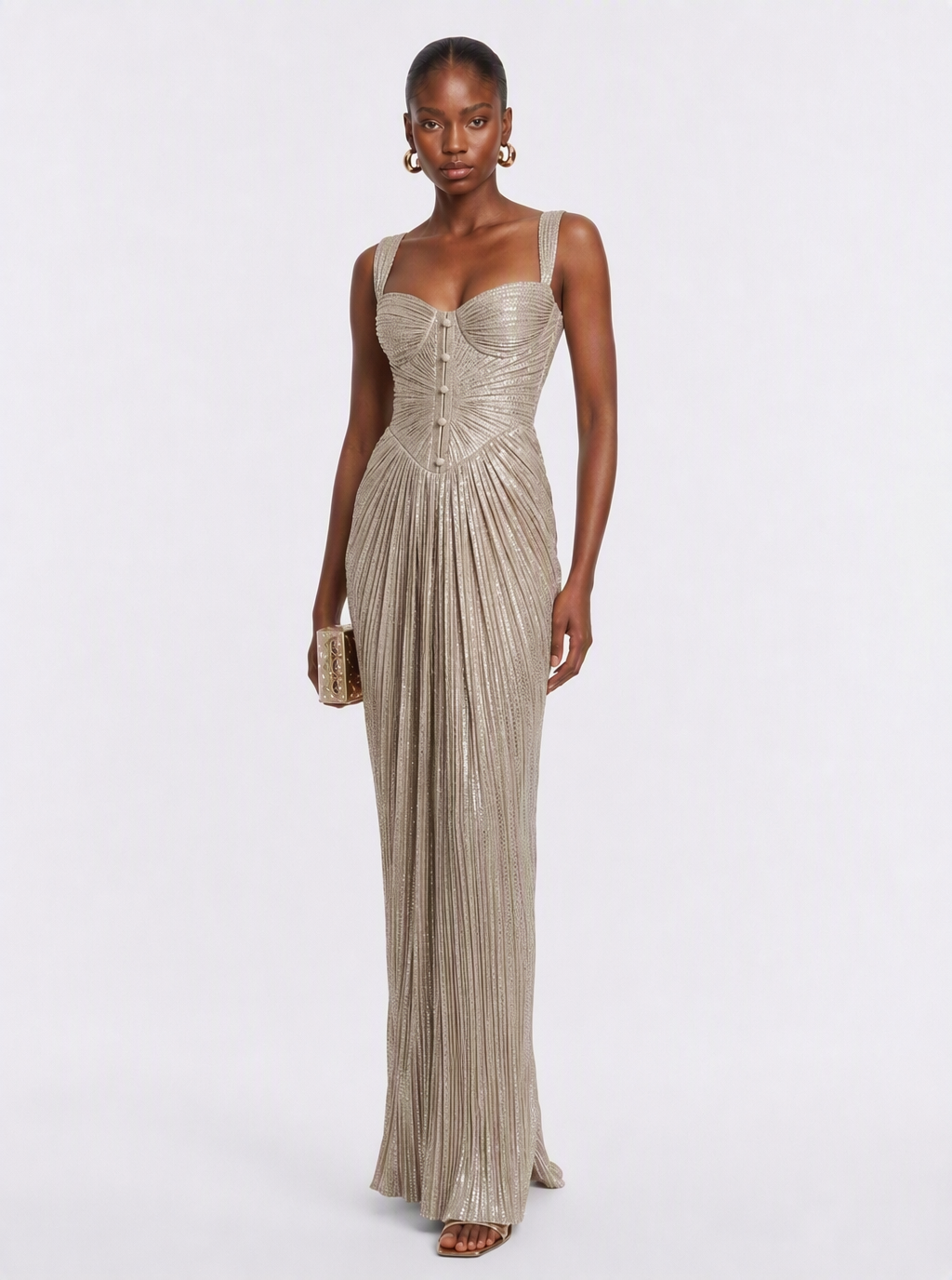 women paros maxi dress pleated gold Zephrina Petronella – ZEPHRINA Material:Beaded