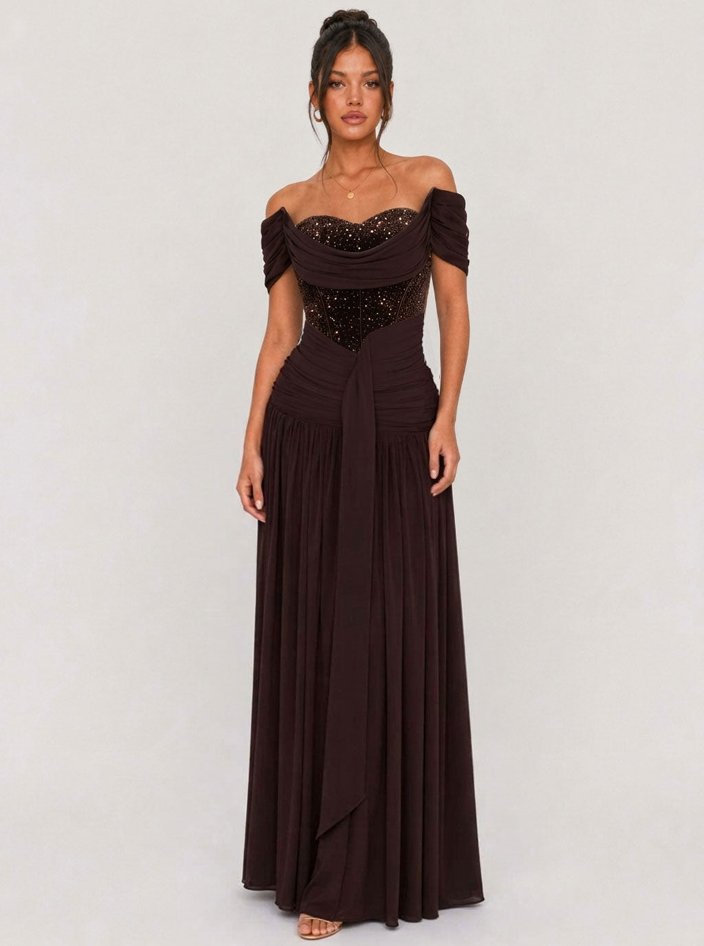 Mariette Sequin Lace Maxi Dress