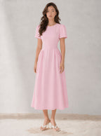 Robe midi Marnie à manches bouffantes