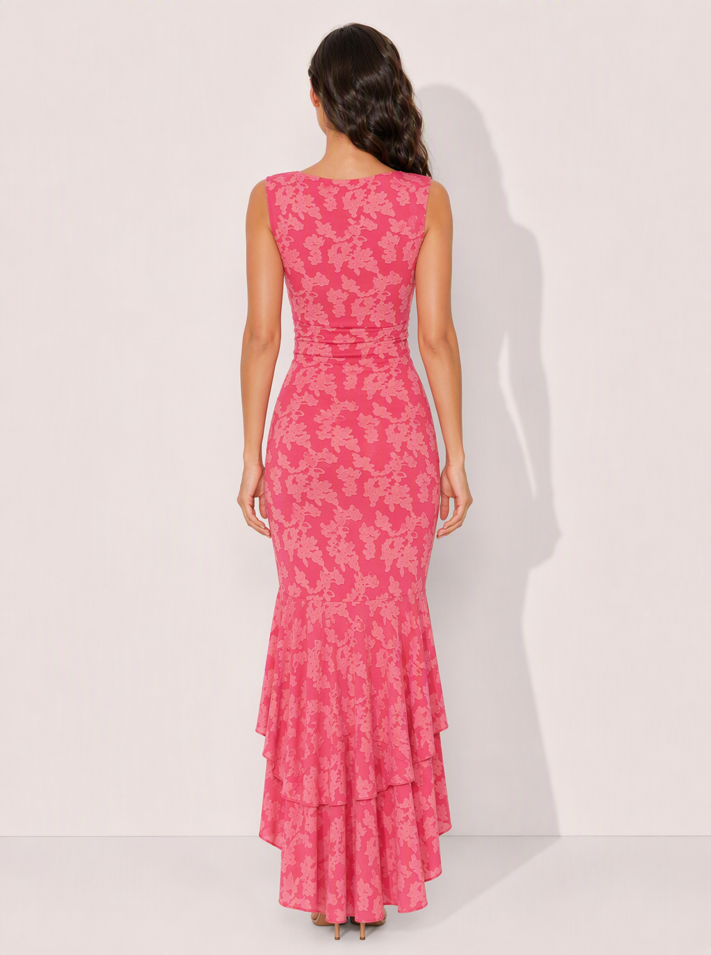 Robe longue Isabella fleurie à volants