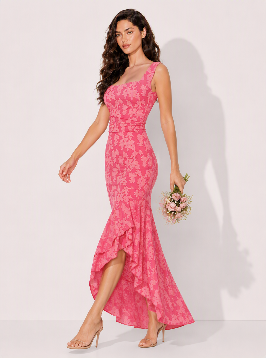Robe longue Isabella fleurie à volants