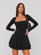 Tatiana Square-Neck Skater Mini Dress