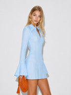 Odessa Button-Front Linen-Look Mini Dress