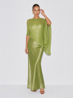Zephrina Dahlia asymmetric knit poncho top in green