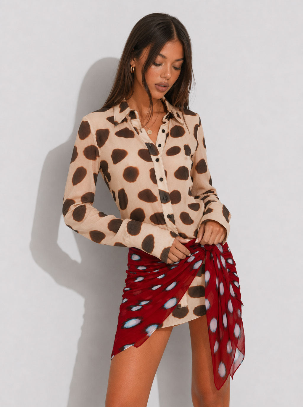 Mini abito Brittany con sciarpa leopardata