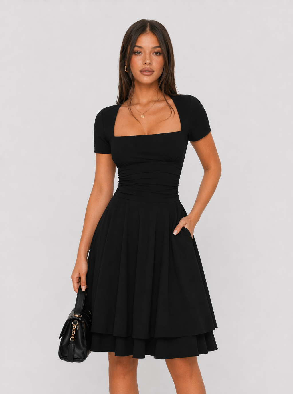 Mae Doppellagiger Skort Mini-Kleid