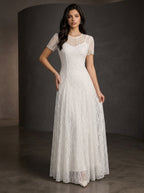 Zephrina Lisette lace sleeve maxi dress in white