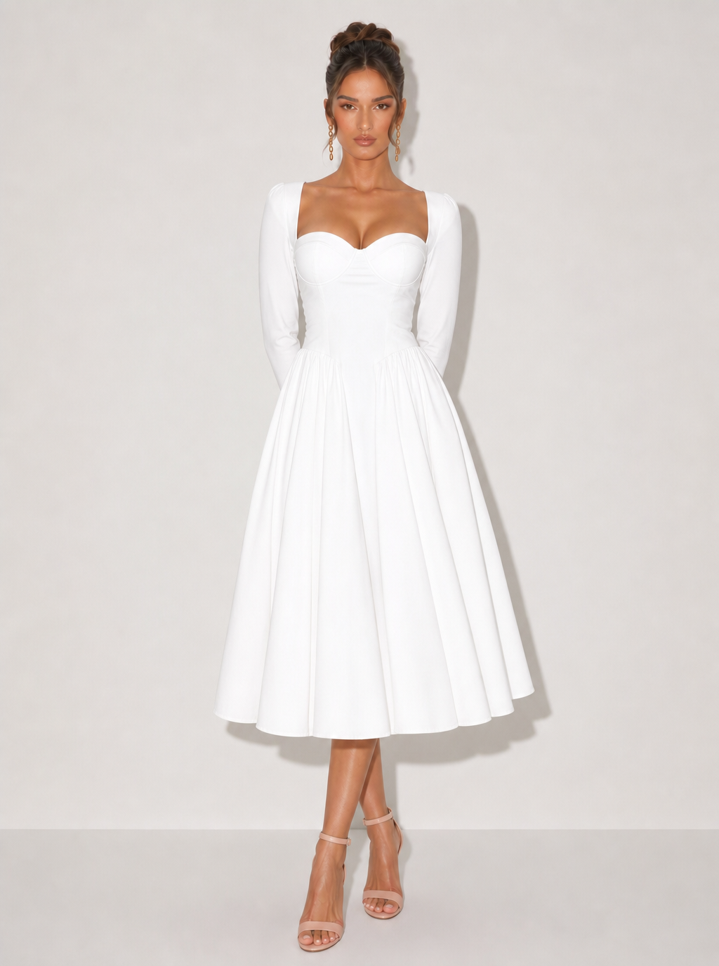 Zephrina Celestine sweetheart knit midi dress in red