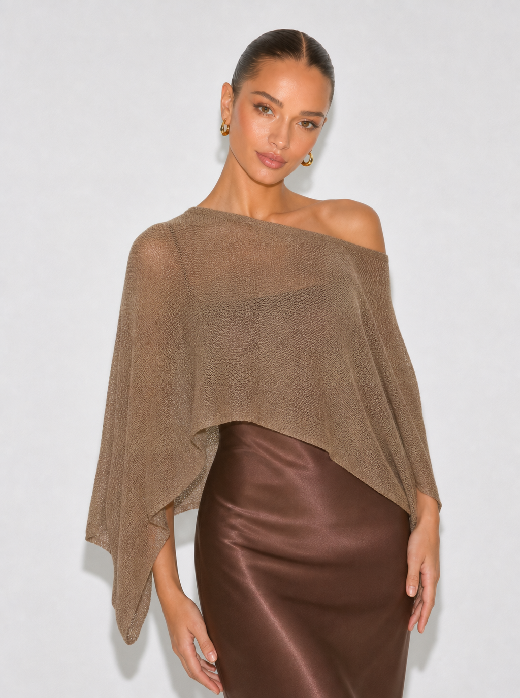 Emma Asymmetric Knit Poncho Top
