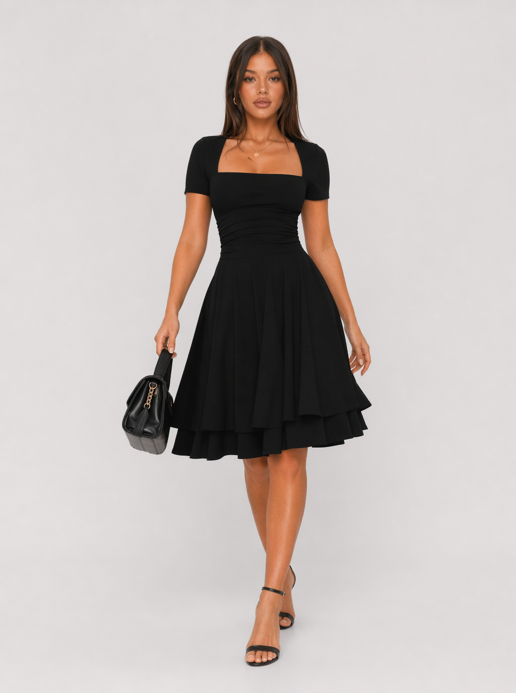 Mae Doppellagiger Skort Mini-Kleid