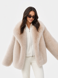 Zephrina Sabine shawl collar faux fur coat in apricot
