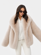 Zephrina Sabine shawl collar faux fur coat in apricot