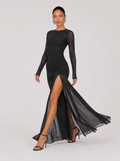 Gwendolyn Ruched Mesh Slit Maxi Dress