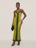 Acetate Color-Block Camisole Maxi Dress
