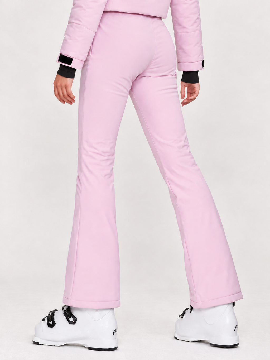 Zephrina Tuva flared ski pants in strawberry pink with black zip pockets