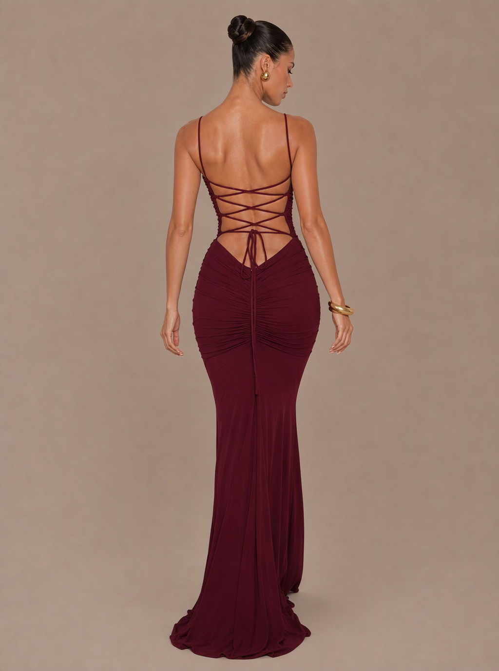 Zephrina Wrenelle ruched knit maxi dress