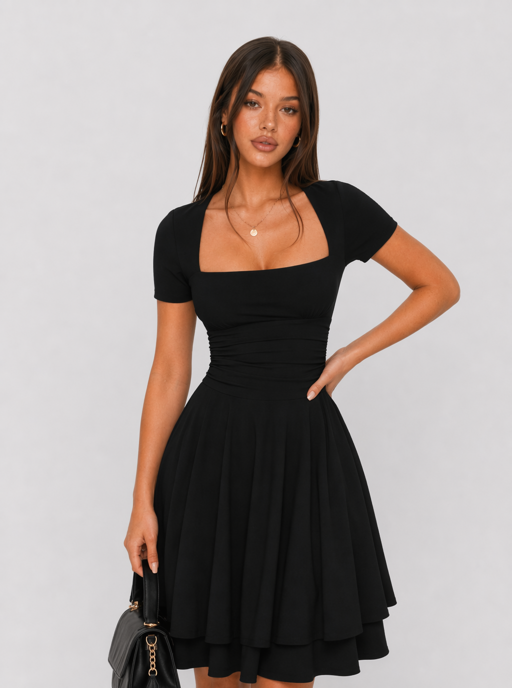 Mae Doppellagiger Skort Mini-Kleid
