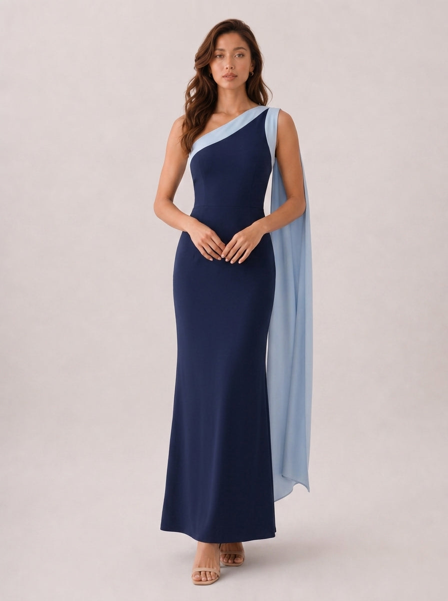 Zephrina Xanthe colorblock chiffon maxi dress in black