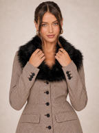 Ilyse Faux Fur Collar Skirt Set