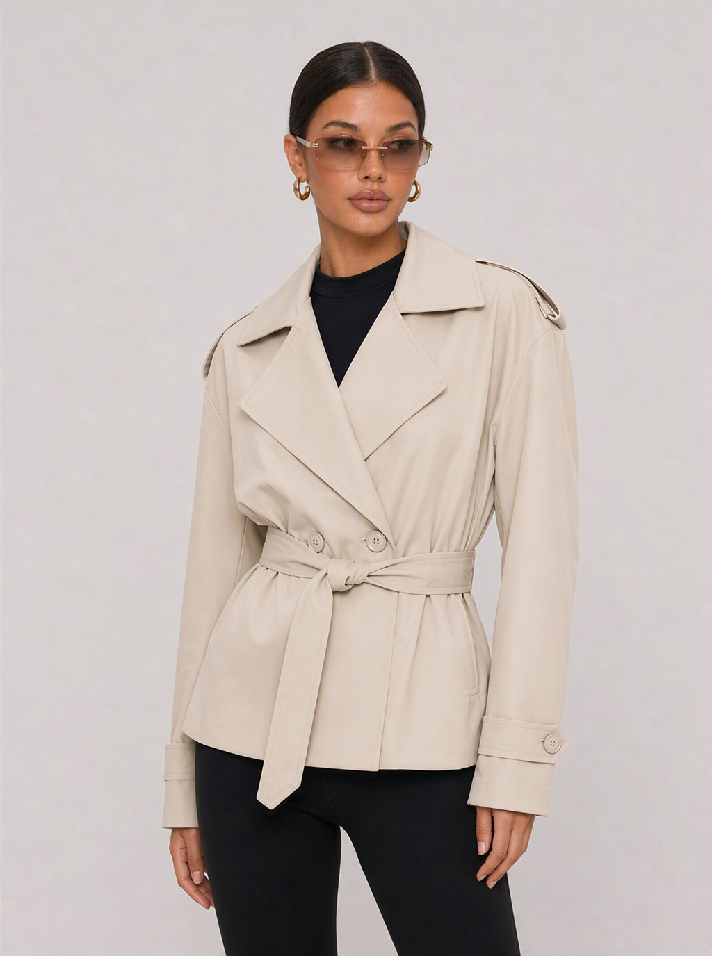 Zephrina Nadine belted trench coat in khaki