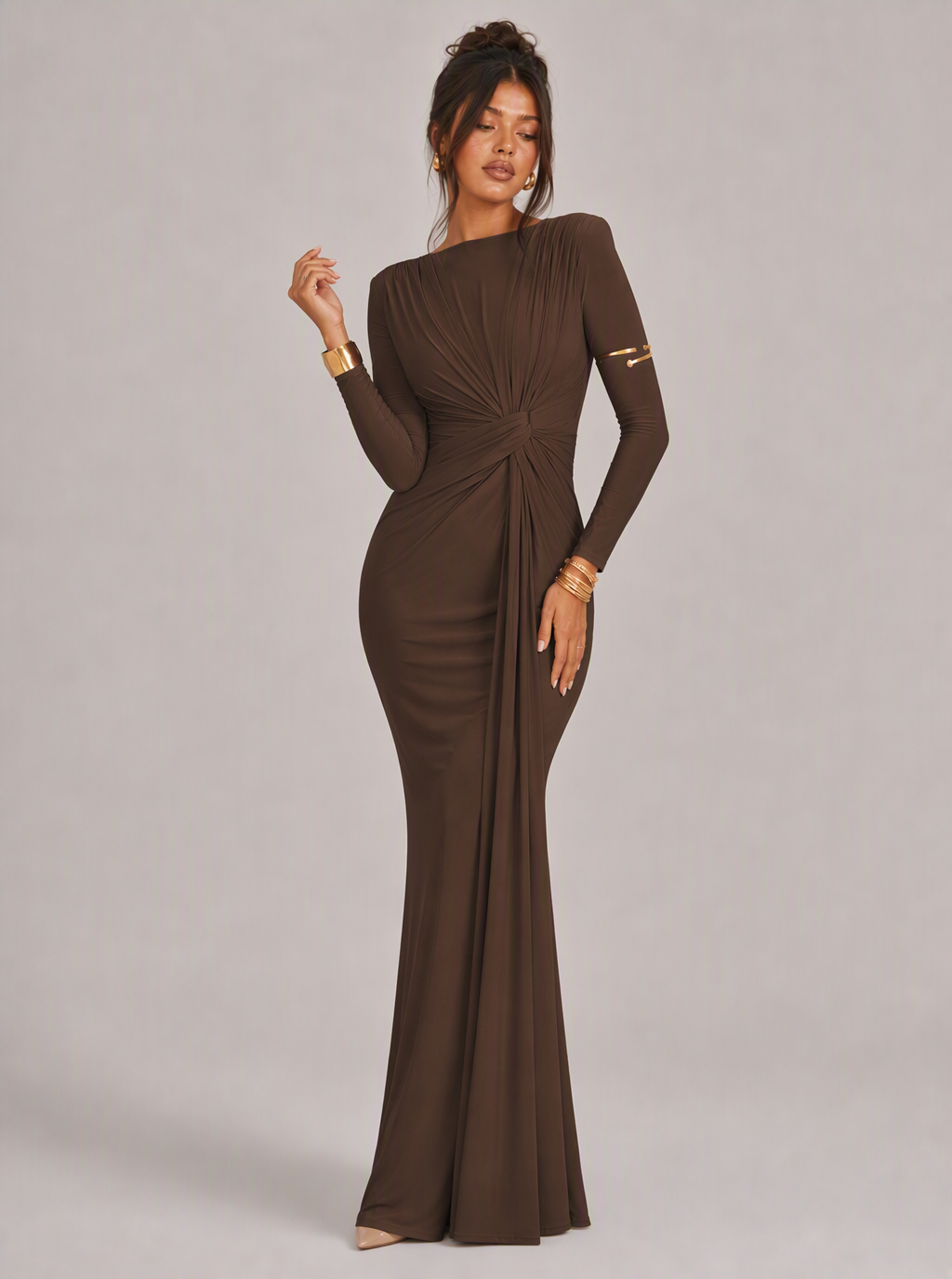 Zephrina Isabeau twisted drape maxi dress in blue