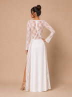 Zephrina lace-panel satin-look maxi dress in white