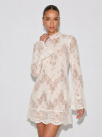 Zephrina Evienne high-neck lace mini dress in white