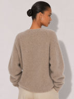 Zephrina Adara plush button cardigan in khaki