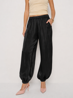 Zephrina Flavia satin-look jogger pants in pink