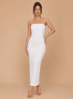 Zephrina Ismeria cape overlay midi dress in white