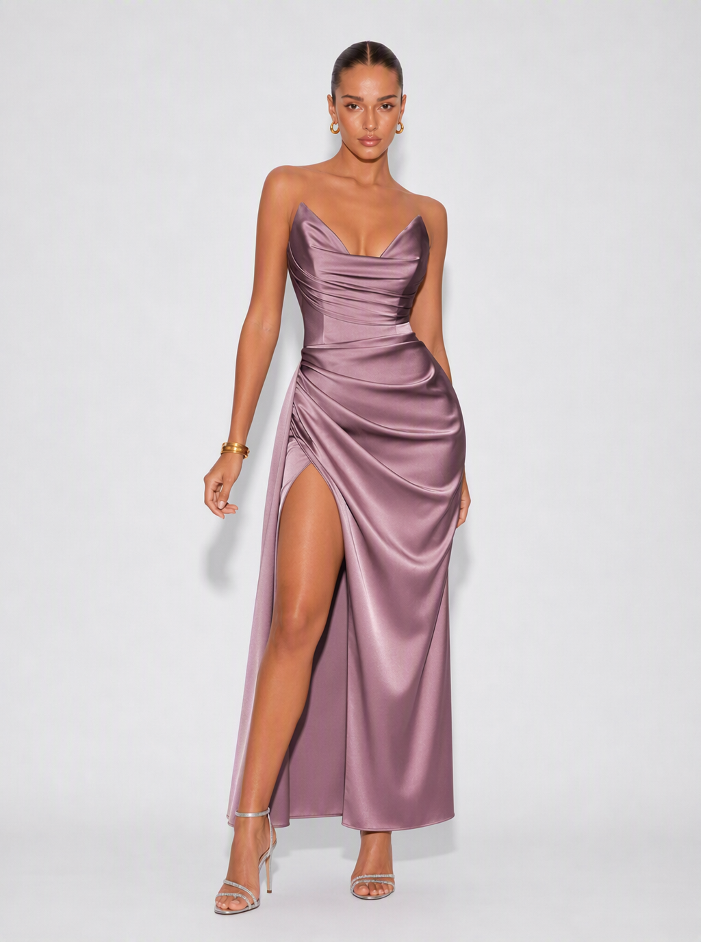 Zephrina Nerine draped one-shoulder maxi dress in blue