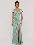 Zephrina Honora ruched satin maxi dress