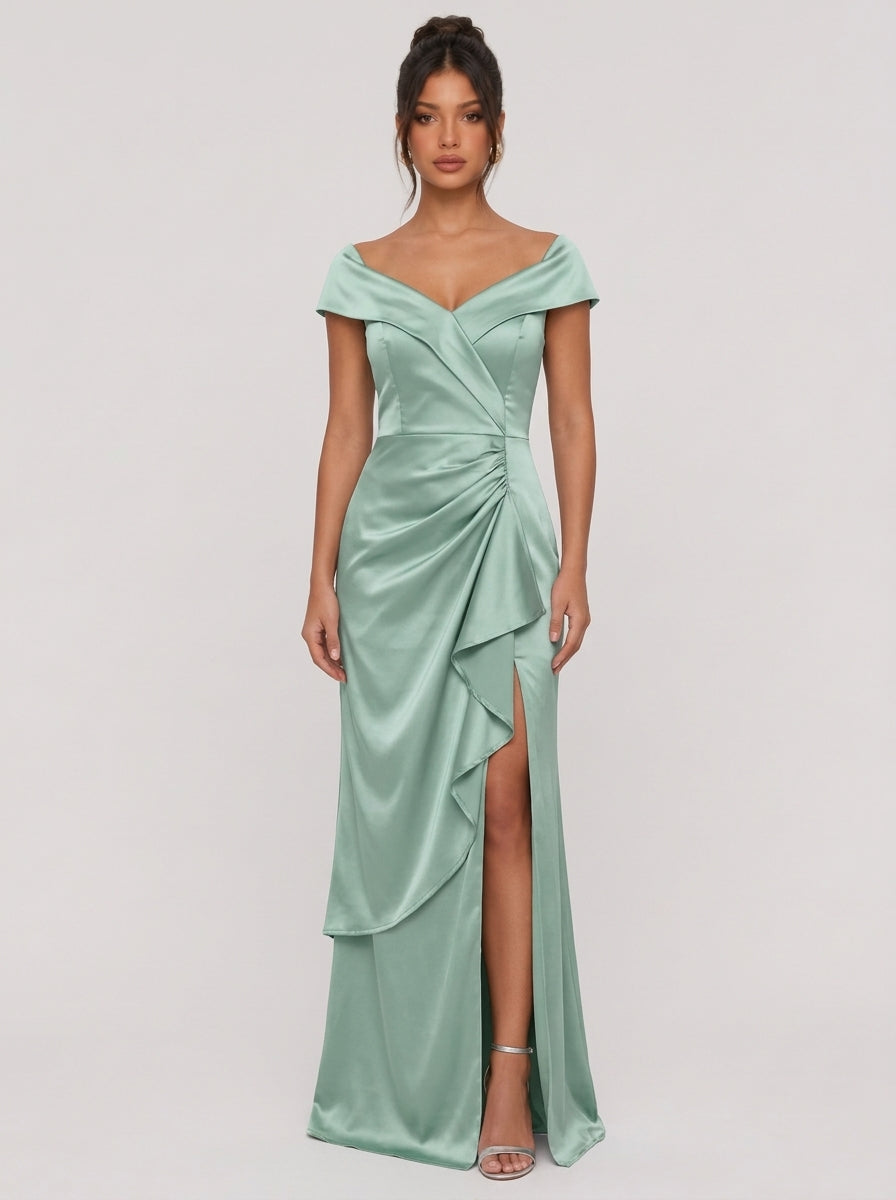 Zephrina Honora ruched satin maxi dress