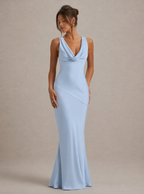 Zephrina Arlette cowl satin-look maxi dress in blue