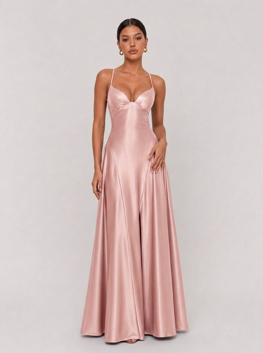 Zephrina Mirabel satin slip maxi dress