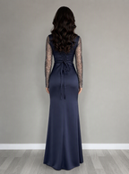 Zephrina Mireya sequin lace maxi dress in navy