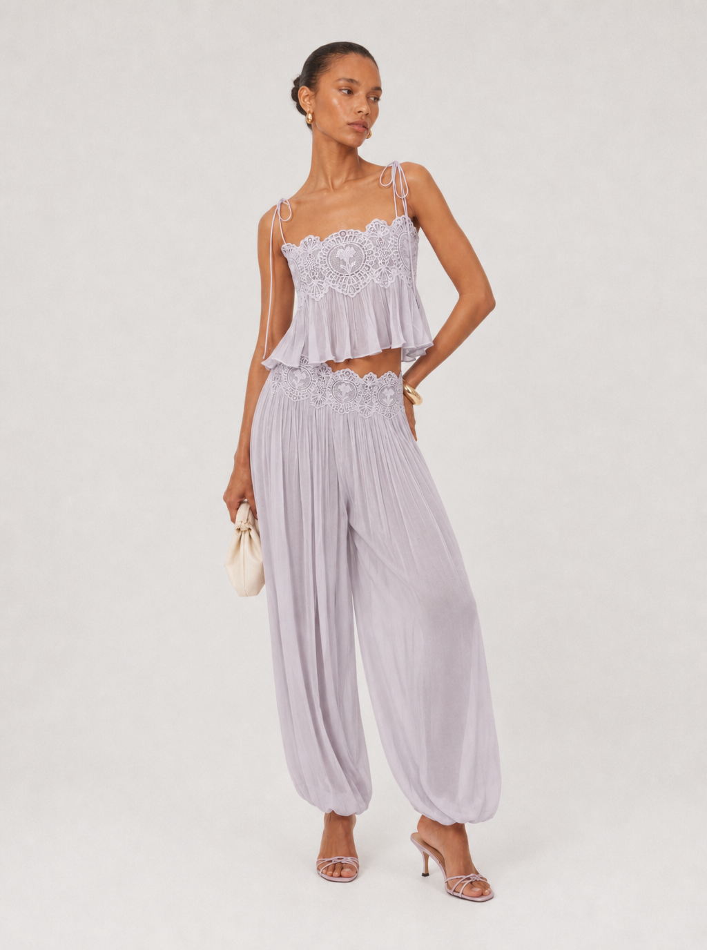 Zephrina lace-trim resort set in pink