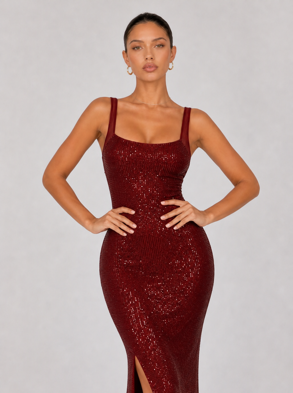 Zephrina Marcelline open-back shimmer maxi dress in red