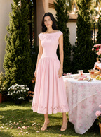Andrea Embroidered Bow Midi Dress