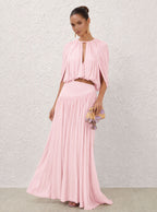 Ensemble maxi Marcella plissé avec cape