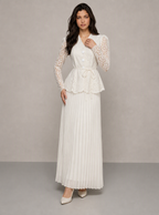 Adelina Pleated Lace Midi Dress