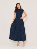 Violet Cap Sleeve Polka Dot Dress