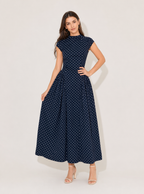 Violet Cap Sleeve Polka Dot Dress