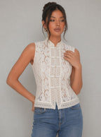 Top Joanna in pizzo floreale