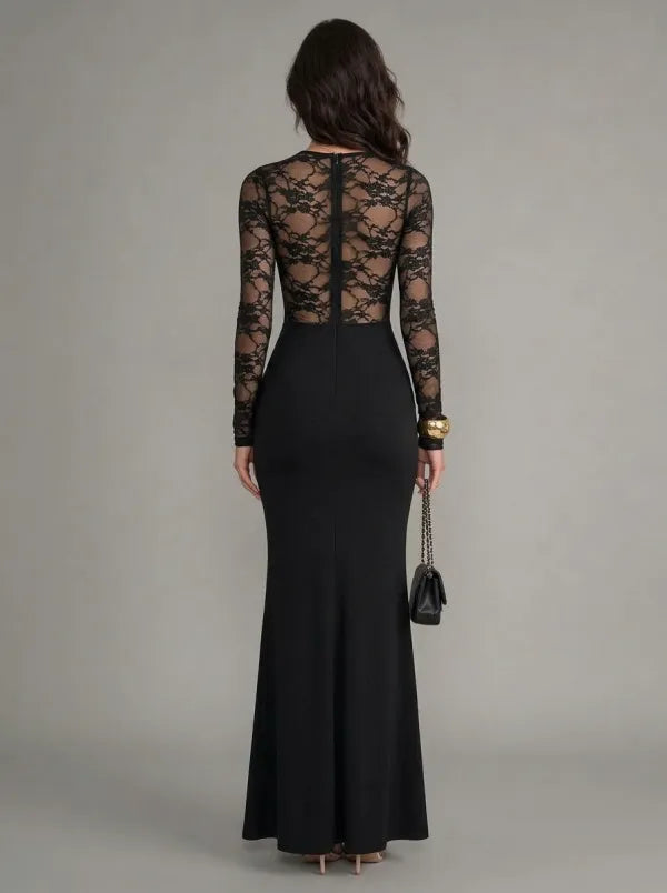 Zephrina Thomasina lace bodice maxi dress in black