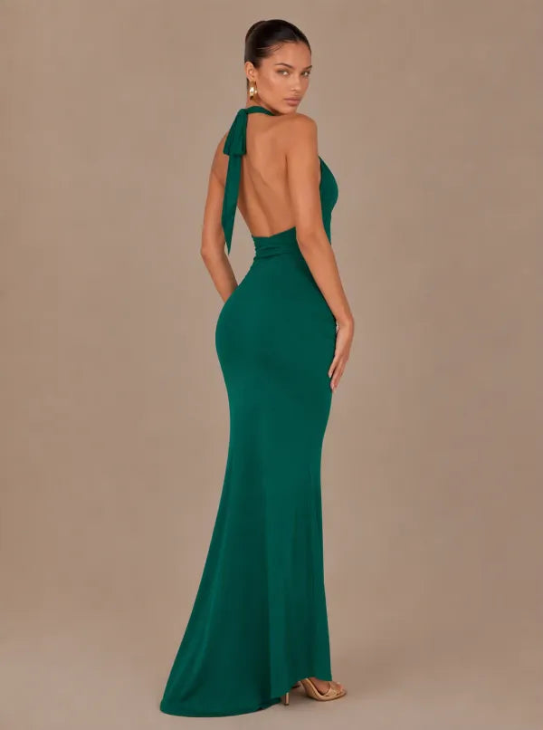 Zephrina Dorinda cross-halter maxi dress in sea green