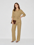 Zephrina Maren textured shirt pant set in khaki