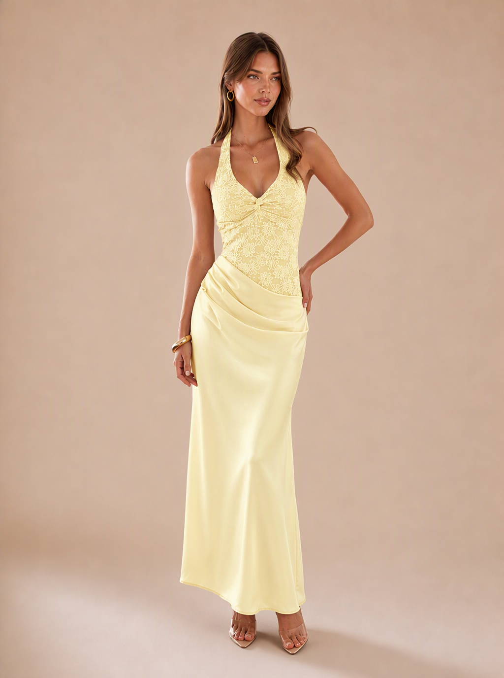 Zephrina Evadne lace satin midi dress