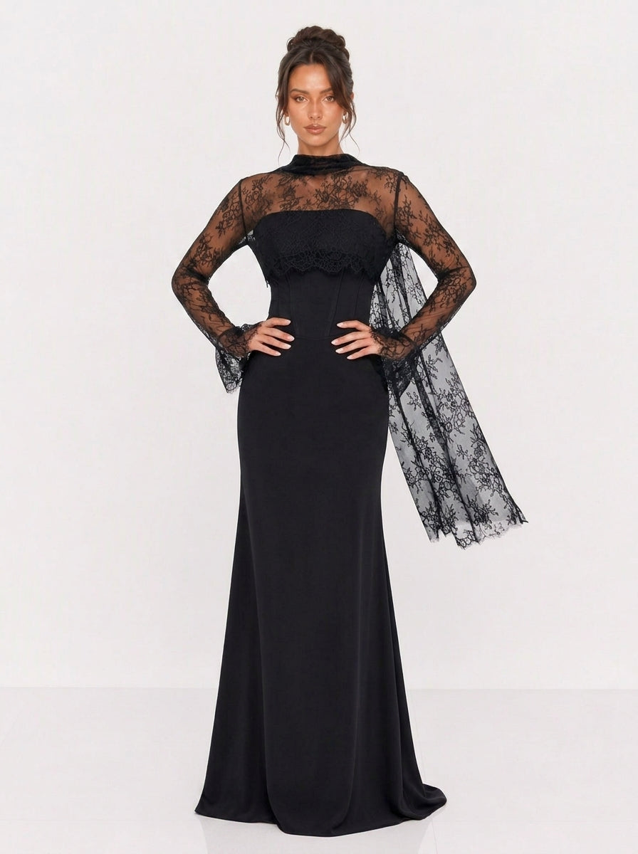 Zephrina Isadora lace drape maxi dress
