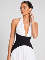 Monochrome Corset Waist Maxi Gown